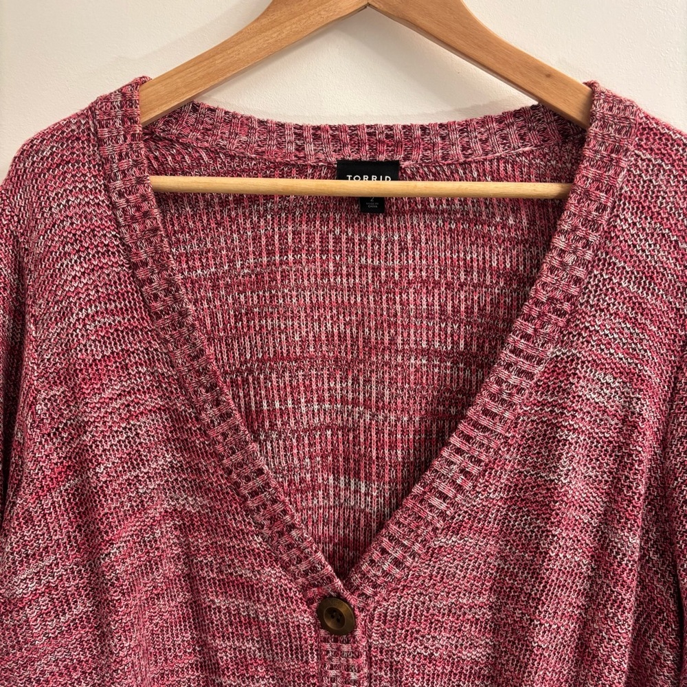 Torrid Crop Cardigan Sweater Button Front 3/4 Sleeves‎ Size 2X Soft Cozy Casual - Picture 7 of 11